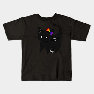 Gay Pride Ear Bow Kitty Kids T-Shirt